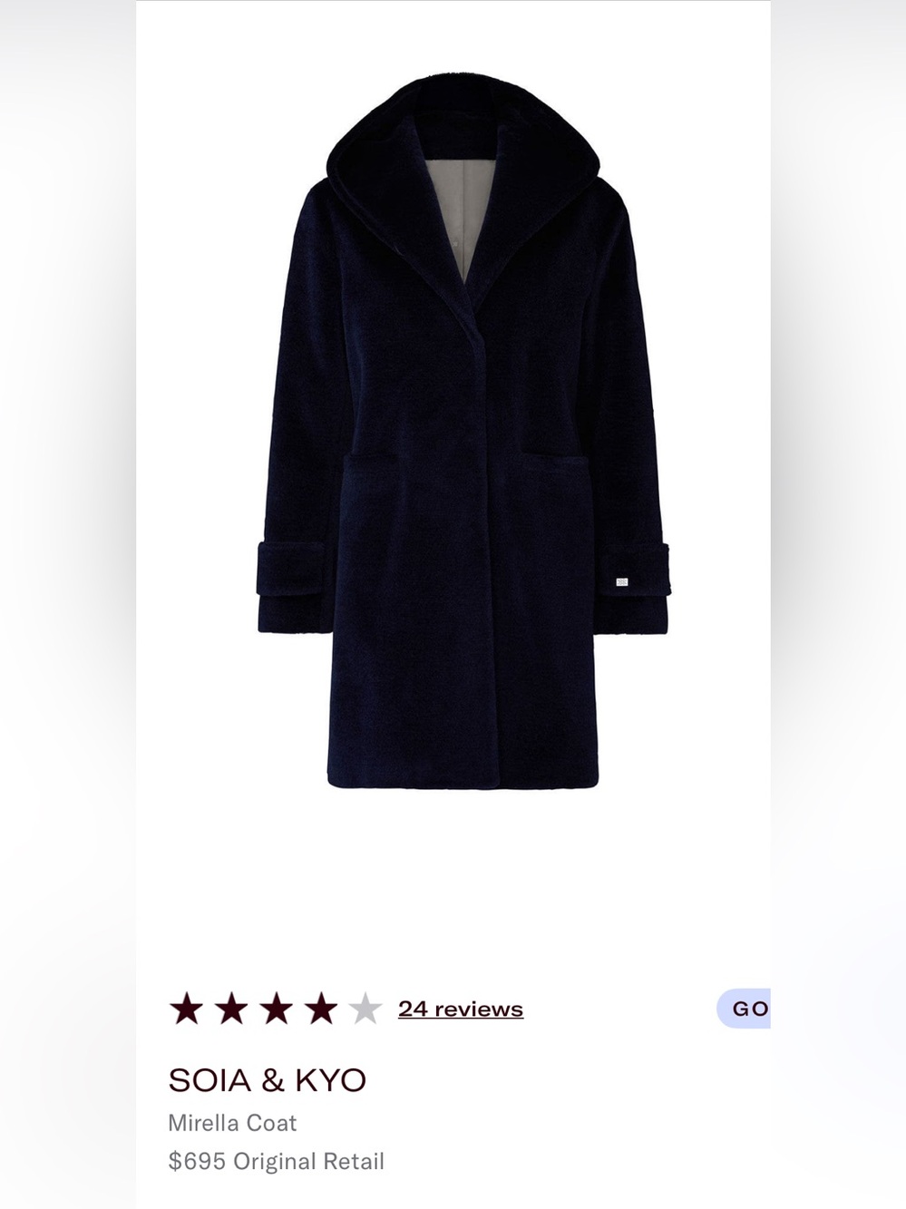 Soia & Kyo Mirella Navy Plush Hooded Coat - SOLD OUT